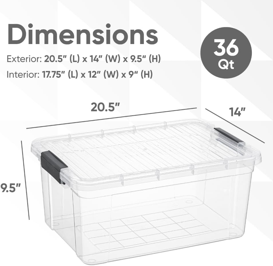 Superio Storage Bins with Lids- 3 Pack, 1.85 Qt Clear Boxes for Organizing, Stackable Plastic Containers- BPA Free, Non-Toxic, Odor Free, Organizer for Home, Office, Dorm