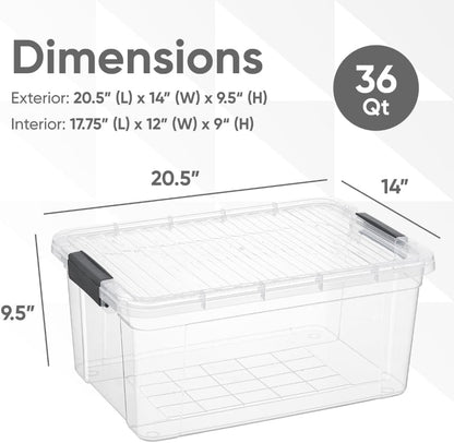 Superio Storage Bins with Lids- 3 Pack, 1.85 Qt Clear Boxes for Organizing, Stackable Plastic Containers- BPA Free, Non-Toxic, Odor Free, Organizer for Home, Office, Dorm