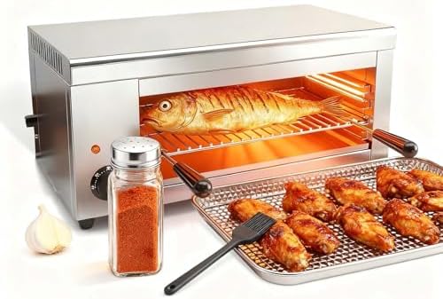 2000W Electric Wall Mount Broiler, Adjustable Temp Cheese Melter Grill with Removable Tray for Steaks, Toasting, Home Commercial Use