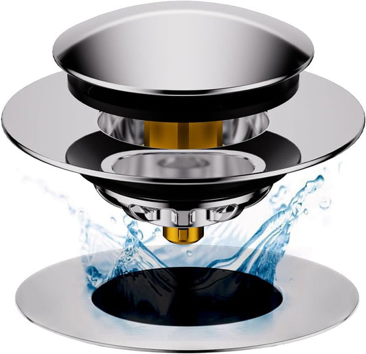HAOMIAO Universal Pop-Up Bathtub Stopper with Clog-Proof Strainer, Bath Drain Plug (Fits 1.4-1.6 Inch Drains)