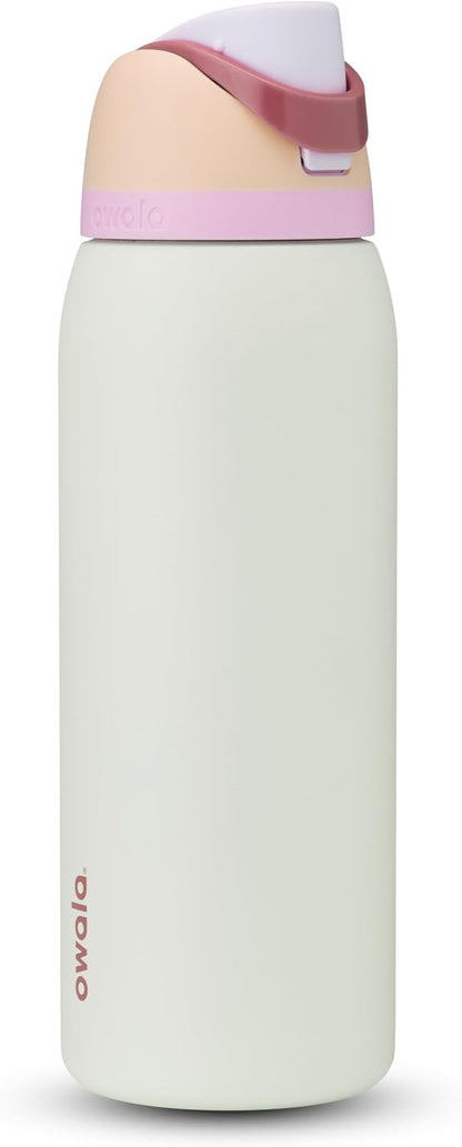 Owala FreeSip Insulated Stainless Steel Water Bottle with Straw for Sports and Travel, BPA-Free, 24-oz, Very, Very Dark