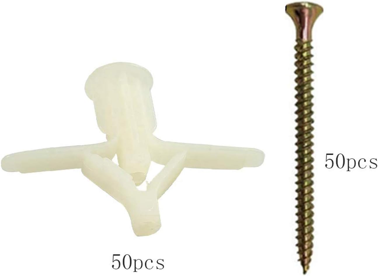 Drywall Anchor kit - Hollow Wall Anchors with Screws ，self-Drilling Hollow Wall Anchor, for Drywall，Nylon - Plastic - Buildex,60pcs (Anchor 30pcs+screw 30pcs)