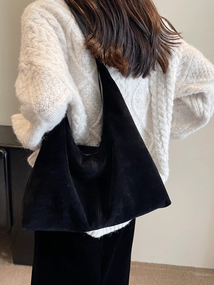 Purilite Select | Retro Faux Suede Hobo Bag | Fall/Winter Shoulder Bag 2025 | Trendy Office, Travel & Work Purse