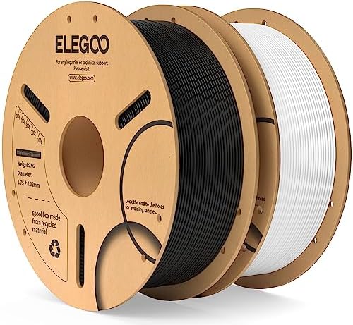 ELEGOO PLA Filament 1.75mm Black 1KG,3D Printer Filament Dimensional Accuracy +/- 0.02mm,1kg Cardboard Spool(2.2lbs) 3D Printing Filament Fits for Most FDM 3D Printers