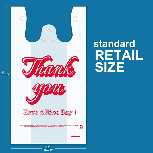 Plastic Bags with Handles – 400 Count T-Shirt Shopping Bags, 11.5"x6.25"x21" Grocery Bags for Retail, Supermarket, Takeout, Delivery, Merchandise, Plastic Grocery Bags