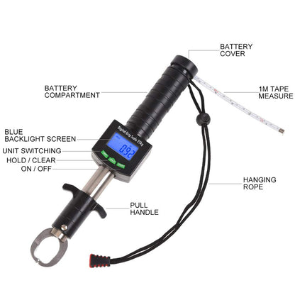 Fish Lip Grip with LED Display Multi-Function Digital Fish Grip Scale 25 Kg 55LB Electronic Control Grabber