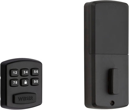 Weiser Powerbolt 3 Matte Black Keyless Entry Door Lock/Deadbolt Lock, 10-Button Keypad Door Lock with Auto Lock and 12-Month Battery Life, Electronic Door Locks for Front Door, Home Décor