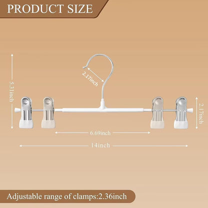 14Inch Black Pants Hangers with Clips 10 Pack Adjustable Skirt Hangers for Women Non-Slip Trousers Hanger for Jeans Clothes Hangers for Pants Heavy Duty Space Saving Shorts Hangers