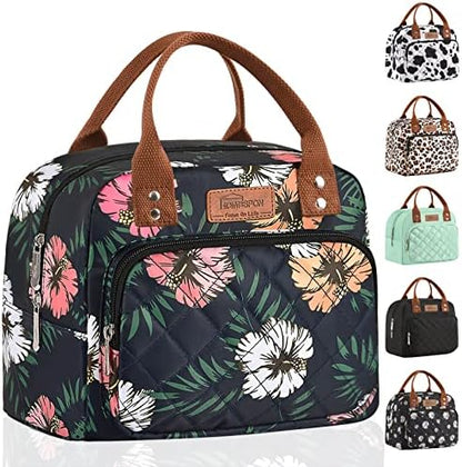 HOMESPON Lunch Bag for Woman Man Adults with Front Pocket Insulated Lunch Tote Lunch Box Container for Work Picnic or Travel(Black)