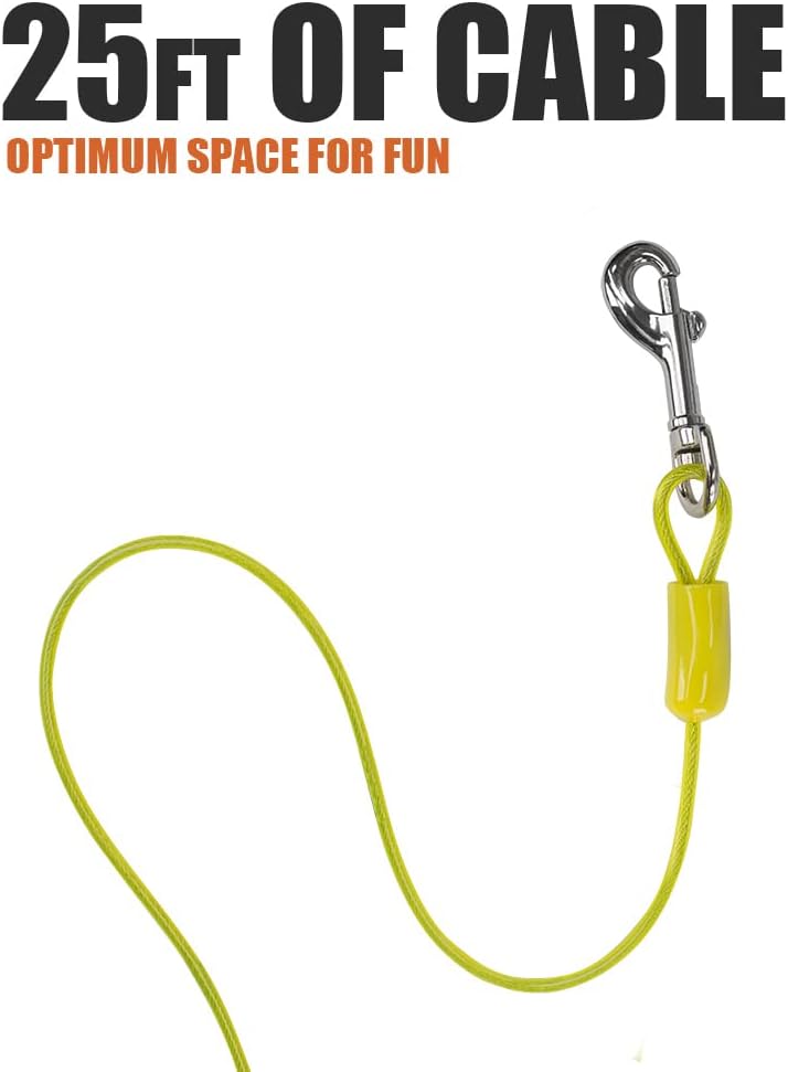 BV Pet Small Tie Out Cable for Dog up to 35 Pound, 25-Feet