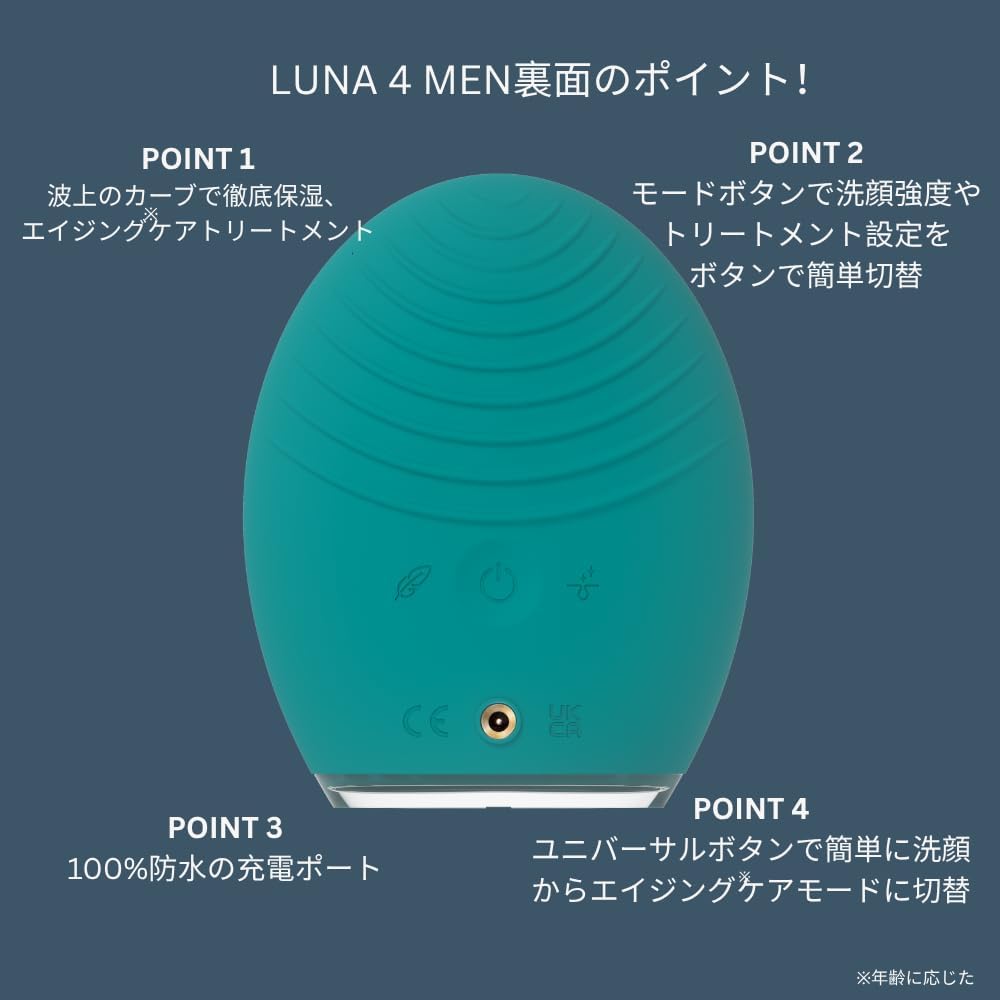 FOREO LUNA 4 MEN Face Cleansing Brush for Skin & Beard | Firming Face Massager | Anti Aging Face Care | Enhances Absorption of Facial Skin Care Products | App-connected | USB-rechargeable | Waterproof