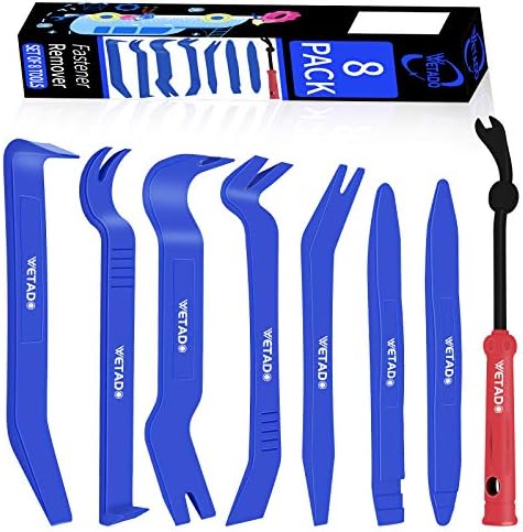 Wetado Trim Removal Tool, Car Upholstery Repair Kit, Car Door Audio Panel Trim Removal Set, Fastener Terminal Remover Tool Set Clips Pry Kit Auto Clip Pliers (8PCS Red)