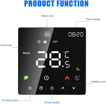 Smart Thermostat, Smart Thermostats for Home, ProgrammableThermostat for House with Touchscreen for Wall Mounting (Voice Control Water Heating)(3A Without Wire, 16A with Wire)