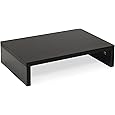 TEAMIX 2 Pack Wood Monitor Stand Riser, Black Adjustable Computer Stand Dual Monitor Riser for Monitors/Laptops/TV, Desktop Shelf Space-Saving