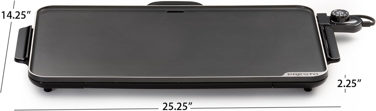 Presto 07072 22-Inch Extra Large Griddle, 22"x 13", Low Profile Design, Ceramic Nonstick, Black