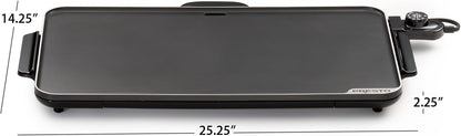 Presto 07072 22-Inch Extra Large Griddle, 22"x 13", Low Profile Design, Ceramic Nonstick, Black