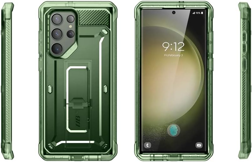 SUPCASE Unicorn Beetle Pro Case for Samsung Galaxy S23 Ultra 5G (2023), [Extra Front Frame] Full-Body Dual Layer Rugged Belt-Clip & Kickstand Case with Built-in Screen Protector (Black)