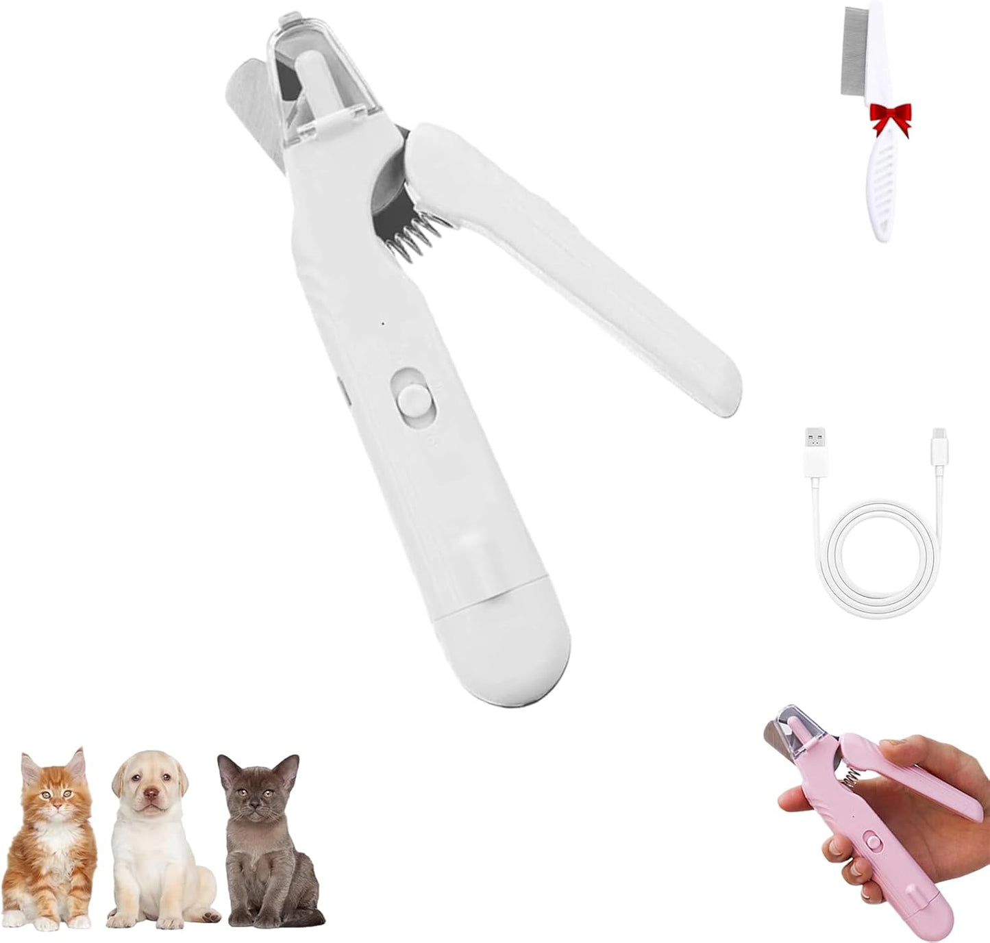 Pupnourish Nail Trimmer, Pupnourish Nail Clippers, 2 in 1 Rechargeable Electric Nail Clipper and Grinder with Light, Safe and Precise Dog & Cat Nail Grooming Tool (Green)