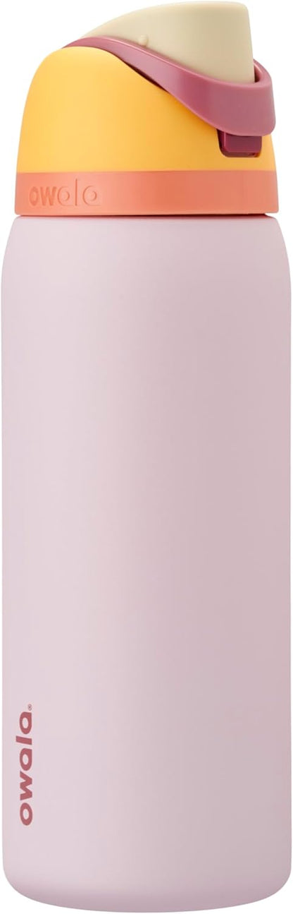 Owala FreeSip Insulated Stainless Steel Water Bottle with Straw for Sports and Travel, BPA-Free, 24-oz, Very, Very Dark