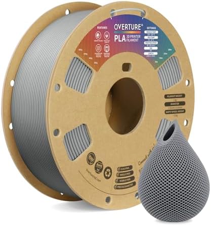 OVERTURE PLA Filament 1.75mm PLA 3D Printer Filament, 1kg Cardboard Spool (2.2lbs), Dimensional Accuracy +/- 0.02mm, Fit Most FDM Printer (Black 1-Pack)