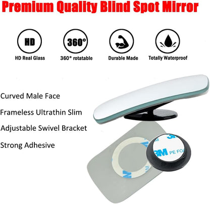 Ampper Blind Spot Mirror, 2" Round HD Glass Frameless Convex Rear View Mirror, Pack of 2