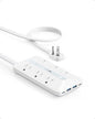 Anker Flat Plug Power Strip 300J with USB Ports, 10-in-1 Ultra Thin Power Strip with 6 AC, 2 USB-A and 2 USB-C Ports,5feet Extension Cord, Desk Charging Station,Home Office College Dorm