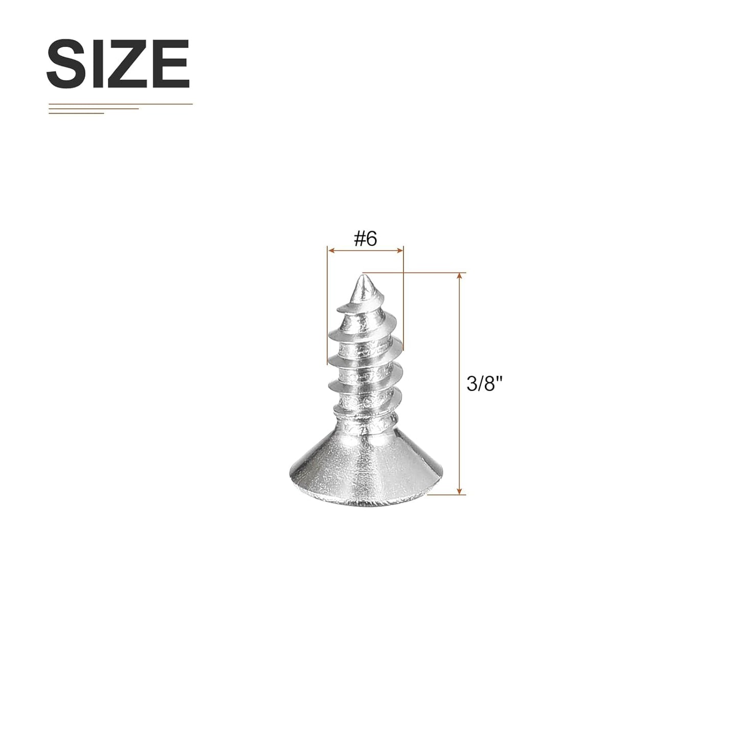 DTGN 100Pcs #6x1/2 Flat Head Wood Screws, 304 Stainless Steel Phillips Self Tapping Screws - Good for Woodworking, Furniture - Silver