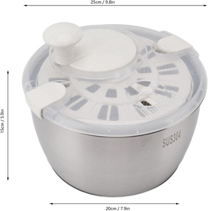 Vomeko Stainless Steel Salad Spinner, Large Salad Spinner Vegetable Washer,Multifunctional Large Capacity Lettuce Spinner, Fruit Washer Drain Basket