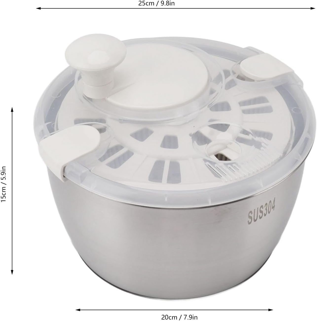 Otufan Salad Leaf Dryer Salad Dryer,Stainless Steel Salad Spinner Measuring 9.8x5.9x7.9Double Layer Fruit Dehydrator Drainer for Kitchen - PuriLite