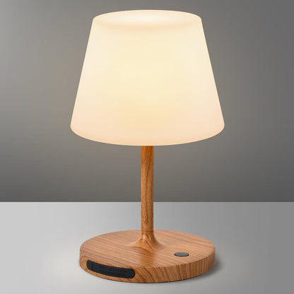 Cordless Outdoor Touch Table Lamp, Waterproof Small Shower Lamp, 4000mAh Battery Operated Rechargeable Dimmable Desk Lamp for Patio, Restaurant, Camping, Home-Wood Grain