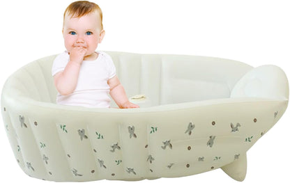 Baby Tubs - Inflatable Toddler Shower Tub - Adjustable Foldable Bathing Support Seat Bathroom Accessories for Beach Pool Outdoor Camping Travel