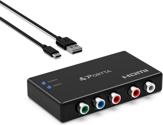 Component to HDMI Video Converter 5 RCA YPbPr to HDMI Adapter 1080P Analog to Digital AV Converter - PuriLite