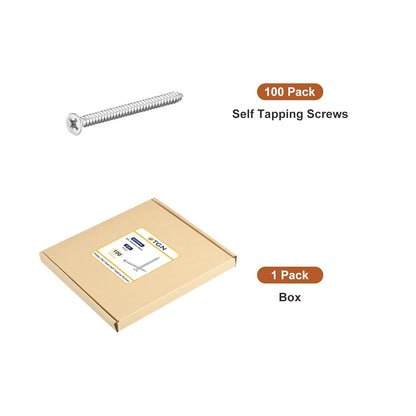 DTGN 100Pcs #6x1/2 Flat Head Wood Screws, 304 Stainless Steel Phillips Self Tapping Screws - Good for Woodworking, Furniture - Silver