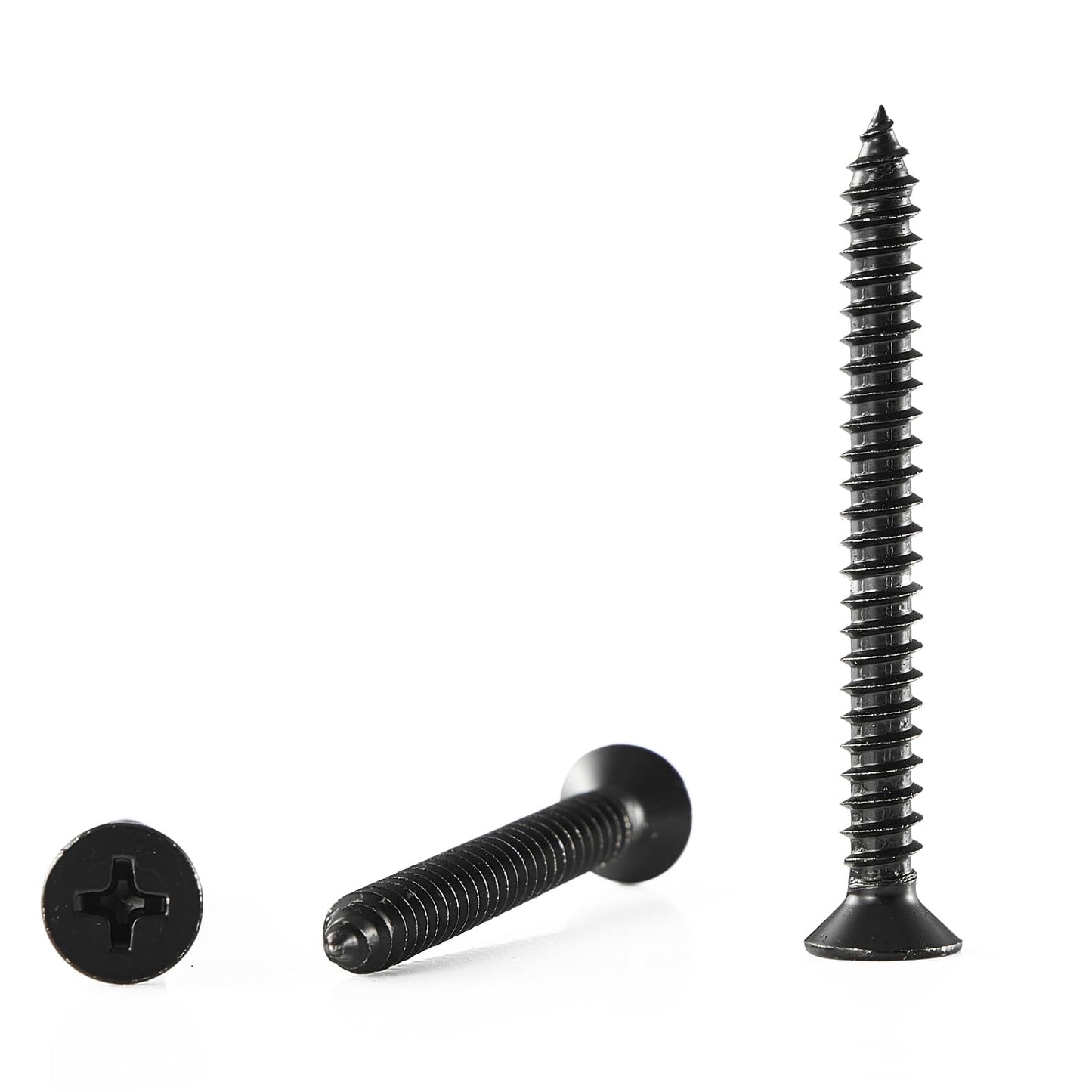 GOHODOMINO #4 x 1/2" Wood Screw 100Pcs, Stainless Steel 304 (18-8) Screws Flat Head Phillips Fast Self Tapping Drywall Screws Black Oxide