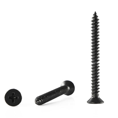 GOHODOMINO #4 x 1/2" Wood Screw 100Pcs, Stainless Steel 304 (18-8) Screws Flat Head Phillips Fast Self Tapping Drywall Screws Black Oxide