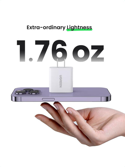 UGREEN 20W PD Fast Wall Charger Block USB C Power Delivery Adapter Compatible with iPhone 16 15 14 13 12 Pro Max SE 11, Pixel, Galaxy S25 S24, iPad mini Pro