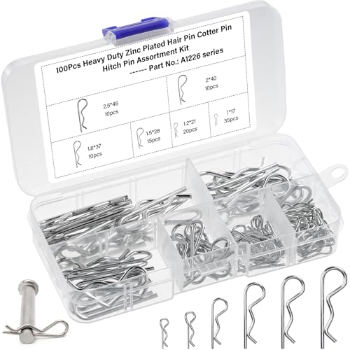 OLCANA 25 Pieces Cotter Pin Assortment Kit 5 Size M1.2 -M3.5 Stainless Steel R Hitch Pin Clips for Tractor Truck Tillage Machine, Retaining Pins