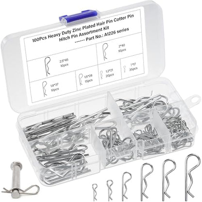 OLCANA 25 Pieces Cotter Pin Assortment Kit 5 Size M1.2 -M3.5 Stainless Steel R Hitch Pin Clips for Tractor Truck Tillage Machine, Retaining Pins