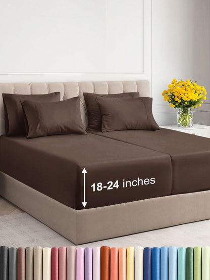 Extra Deep Queen Sheet Set - 6 Piece Breathable & Cooling Sheets - Hotel Luxury Bed Sheets Set - Easy & Secure Fit - Soft, Wrinkle Free & Comfy Sheets Set - White Sheet Set w/Extra Deep Pockets