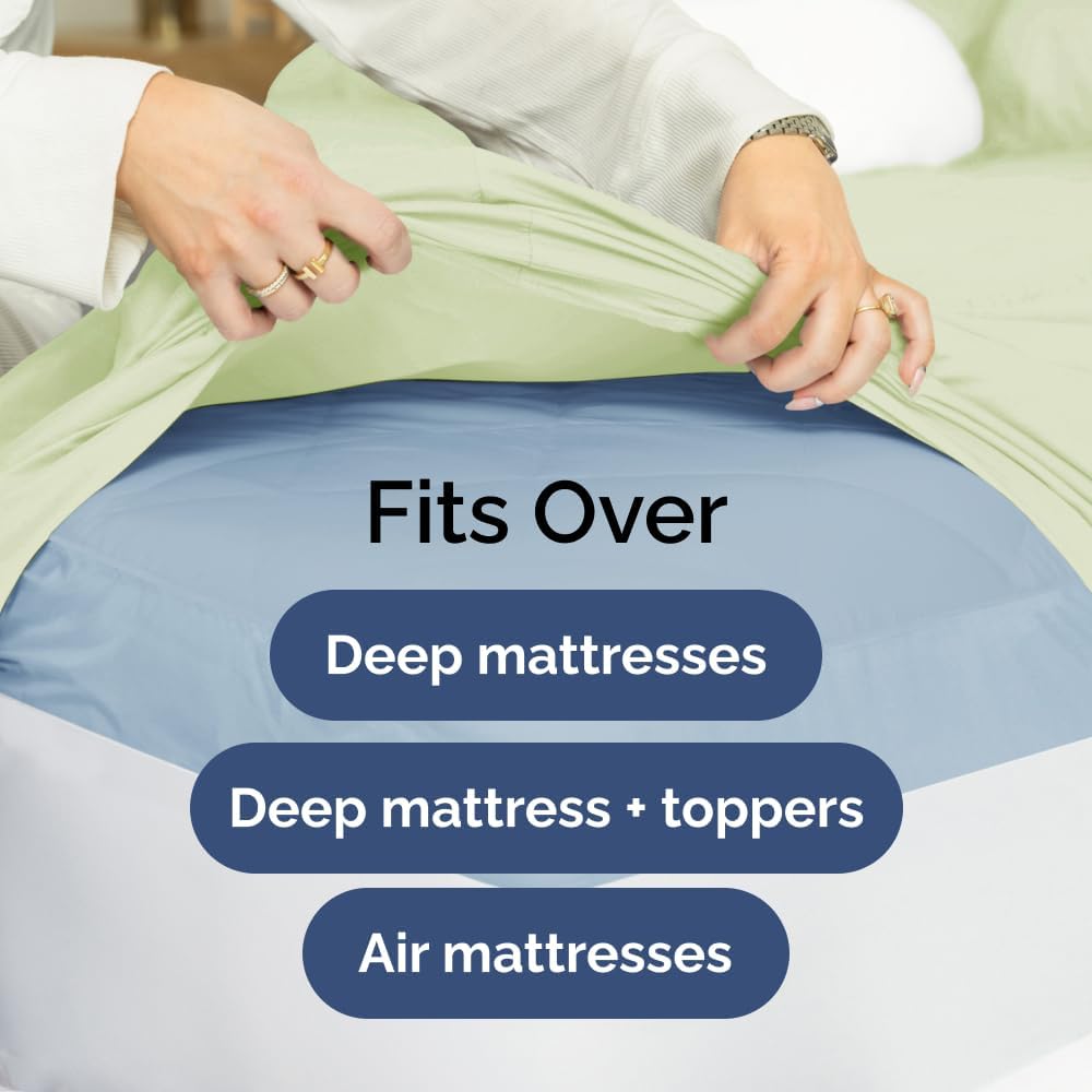 Extra Deep Queen Sheet Set - 6 Piece Breathable & Cooling Sheets - Hotel Luxury Bed Sheets Set - Easy & Secure Fit - Soft, Wrinkle Free & Comfy Sheets Set - White Sheet Set w/Extra Deep Pockets