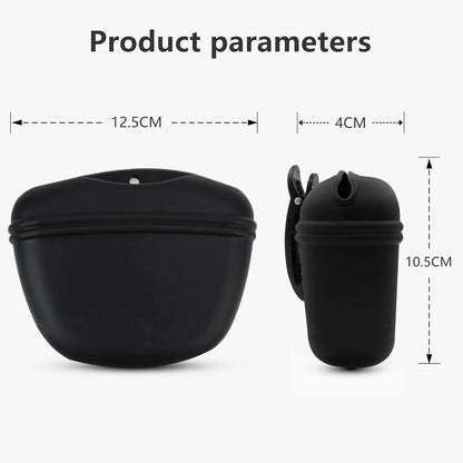 Silicone Dog Treat Pouch 2pcs, MGKSHADOW Treat Pouch Dog Training with Clip and Magnetic Closure, Dog Treat Bag for Dog Walks (Grey & Black)