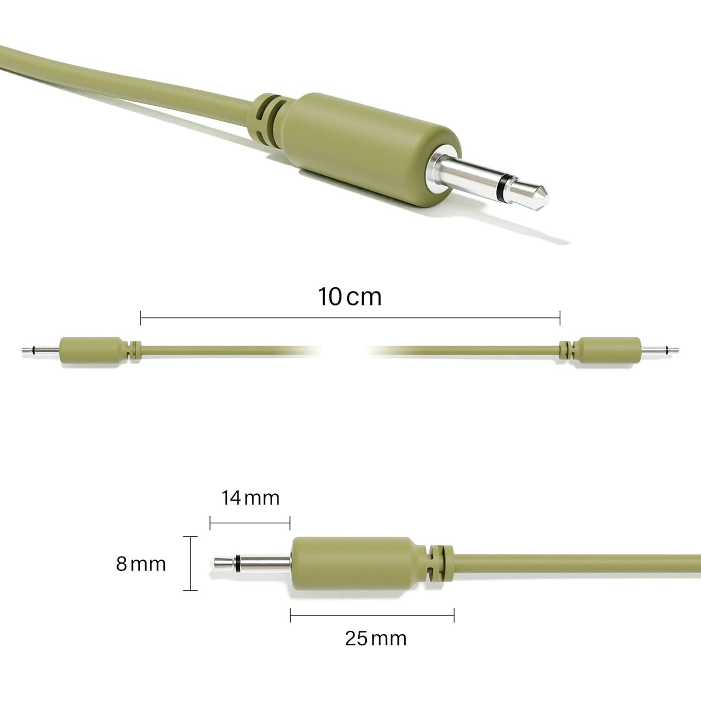 ExcelValley - Mono Modular Patch Cables TS 3.5mm 1/8 inch Eurorack Synthesizer [10-Pack | 20 cm - 7.87"]