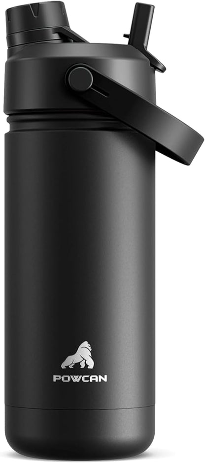 POWCAN 26 oz Insulated Water Bottle with 2-in-1 Straw and Spout Lid, Keep Cold 24H, Leak-Proof, Fits in Car Cup Holder, Stainless Steel Water Bottle for Sports, Travel, and School (Cotton Candy)