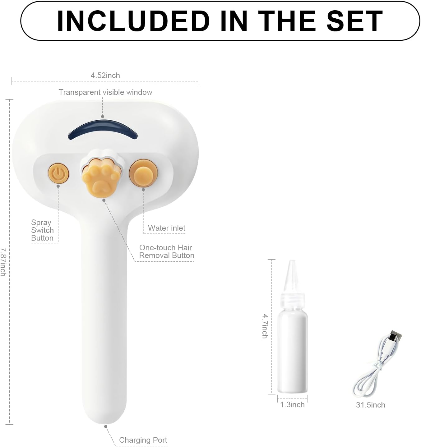Cat Steam Brush for Dogs & Cats – 3-in-1 Pet Deshedding Tool for Long & Short Haired Pets, Grooming Shedding Brush-Contains shampoo