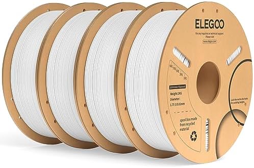 ELEGOO PLA+ Filament 1.75mm Black 4KG, PLA Plus 3D Printer Filament, Dimensional Accuracy +/- 0.02 mm, Tough & High Strength, Fit for Most FDM Printers(1KG/Spool, 2.2 lbs)