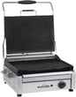 Eurodib Commercial Panini Grill, Flat Plates, 1800W Electric – SFE02340120 | Smooth flat plates, dual heating elements to 572°F, self-balancing hinged top plate, easy-clean removable tray