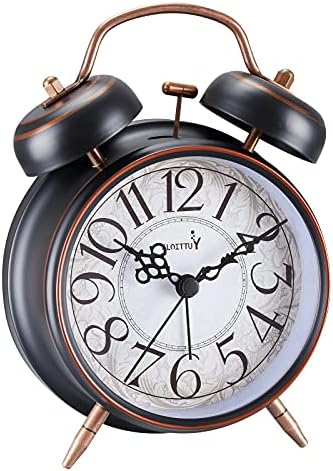 FLOITTUY Loud Alarm for Deep Sleepers 4'' Retro Twin Bell Alarm Clock with Backlight for Bedroom and Home Decoration(Retro White)