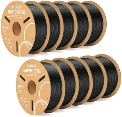 ELEGOO Rapid PETG Filament 1.75mm Black 1KG, 3D Printer Filament Max 600 mm/s High Speed Printing, Dimensional Accuracy +/- 0.02 mm Fit Most FDM Printer 1kg Cardboard Spool