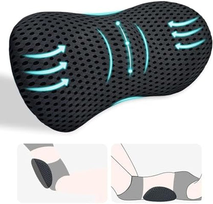 Lumbar Support Pillow for Lower Back Pain Relief – Ergonomic Streamline Memory Foam Cushion for Office Chair, Car Seat, Bed, and Sleeping – Ideal for Drivers and Office Workers (Black)
