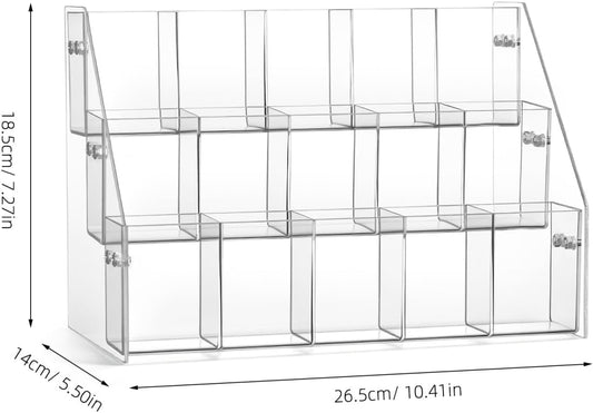 Luxshiny Acrylic Pen Holder Pencil Organizer with 3-tier Right Angle Design, Marker Storage Rack for Desk Stationery Display, Plastic Pen Container Suitable for Office and School Supplies